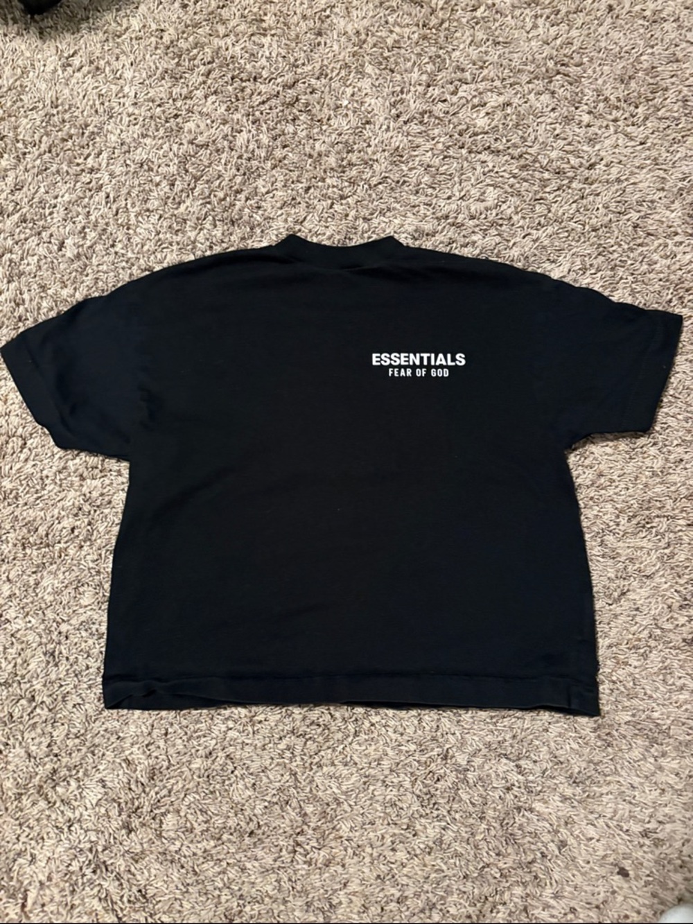 Kids Black Essentials Fear Of God T-Shirt With White Logo